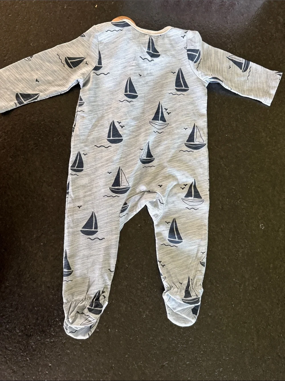 Mud Pie Light Blue Sailboat Footed One-Piece